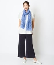 NK3GS04160 GIANNI LO GIUDICE(ジャンニ ロ ジュディチェ) ブルーリーフ柄コットンシルク刺繍スカーフ ブルー