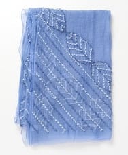 NK3GS04160 GIANNI LO GIUDICE(ジャンニ ロ ジュディチェ) ブルーリーフ柄コットンシルク刺繍スカーフ ブルー