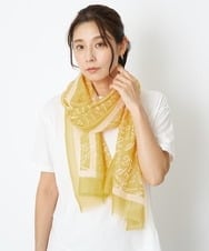 NK3GS06080 GIANNI LO GIUDICE(ジャンニ ロ ジュディチェ) [洗える]ラインフラワーコットンシルクスカーフ オレンジ
