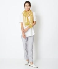 NK3GS06080 GIANNI LO GIUDICE(ジャンニ ロ ジュディチェ) [洗える]ラインフラワーコットンシルクスカーフ オレンジ