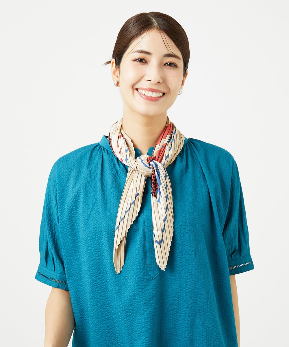 NK3JB01080 GIANNI LO GIUDICE パターンMIXプリーツプチスカーフ