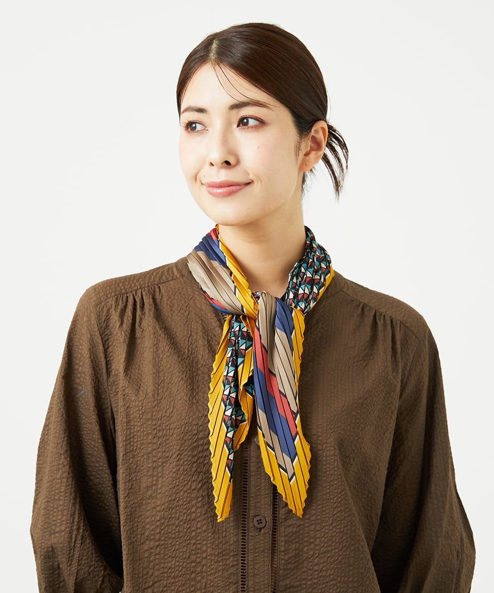 NK3JB02080 GIANNI LO GIUDICE ストライプ幾何プリーツプチスカーフ