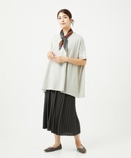 NK3JB02080 GIANNI LO GIUDICE(ジャンニ ロ ジュディチェ) ストライプ幾何プリーツプチスカーフ ライトグレー
