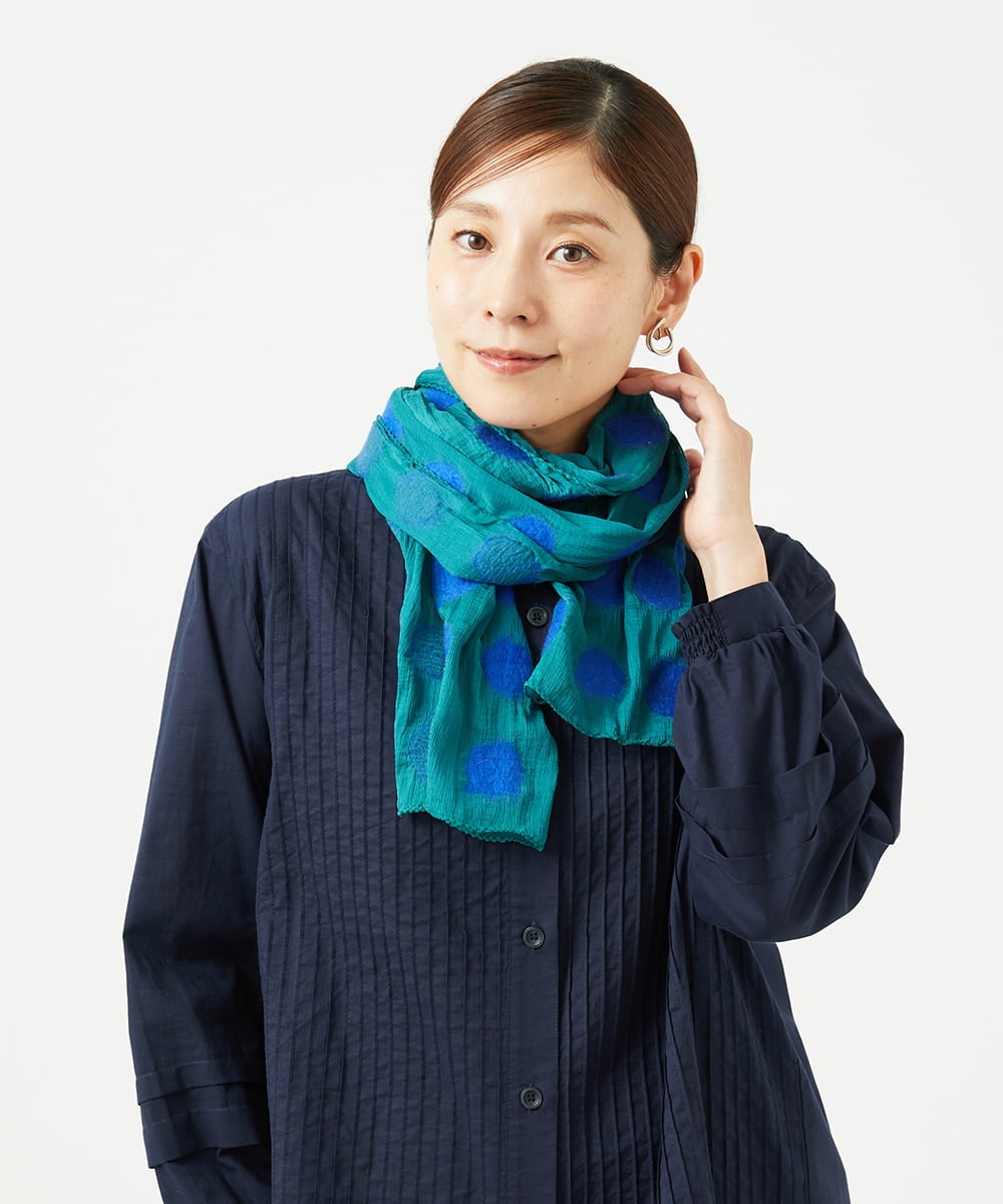 NK3JB05180 GIANNI LO GIUDICE(ジャンニ ロ ジュディチェ) [洗える]ニードルパンチドットストール グリーン