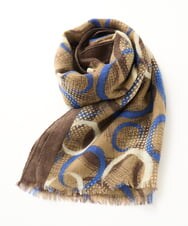 NK3JD04140 GIANNI LO GIUDICE(ジャンニ ロ ジュディチェ) サークルドットプリントスカーフ ブラウン×ベージュ
