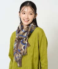 NK3JD04140 GIANNI LO GIUDICE(ジャンニ ロ ジュディチェ) サークルドットプリントスカーフ ブラウン×ベージュ