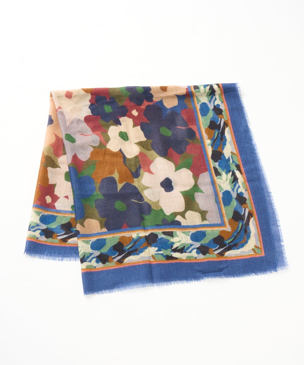 NK3JD05140 GIANNI LO GIUDICE(ジャンニ ロ ジュディチェ) フラワープリントスクエアスカーフ ブラウン