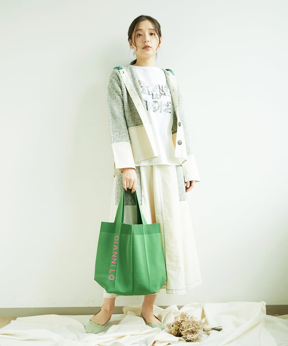 NK5ED03080 GIANNI LO GIUDICE(ジャンニ ロ ジュディチェ) ロゴニットバッグ グリーン