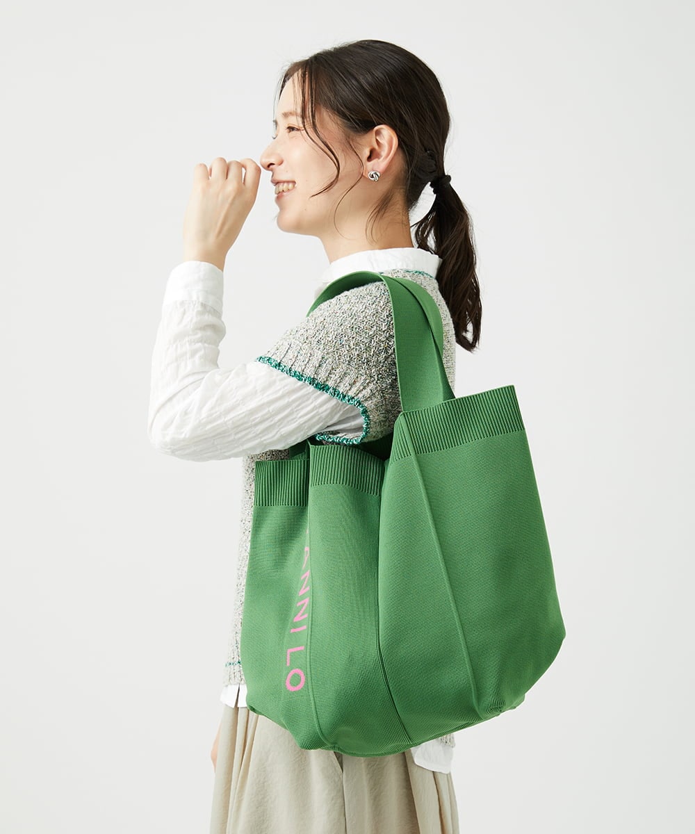 NK5ED03080 GIANNI LO GIUDICE(ジャンニ ロ ジュディチェ) ロゴニットバッグ グリーン