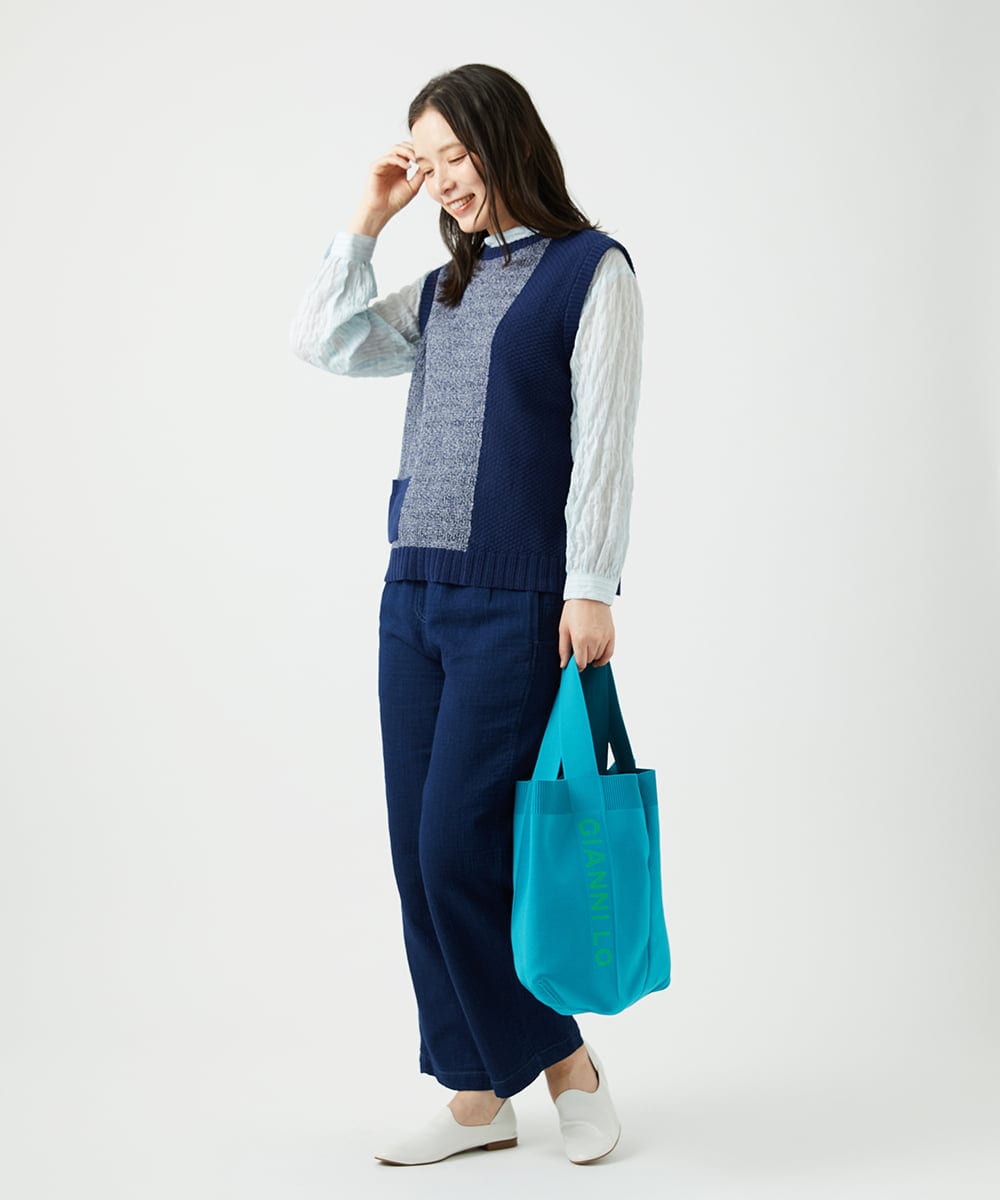 NK5ED03080 GIANNI LO GIUDICE(ジャンニ ロ ジュディチェ) ロゴニットバッグ ブルー