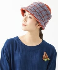 NK7AV01200 GIANNI LO GIUDICE(ジャンニ ロ ジュディチェ) ブークレーチェック柄イタリアハット オレンジ