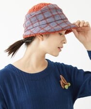 NK7AV01200 GIANNI LO GIUDICE(ジャンニ ロ ジュディチェ) ブークレーチェック柄イタリアハット オレンジ