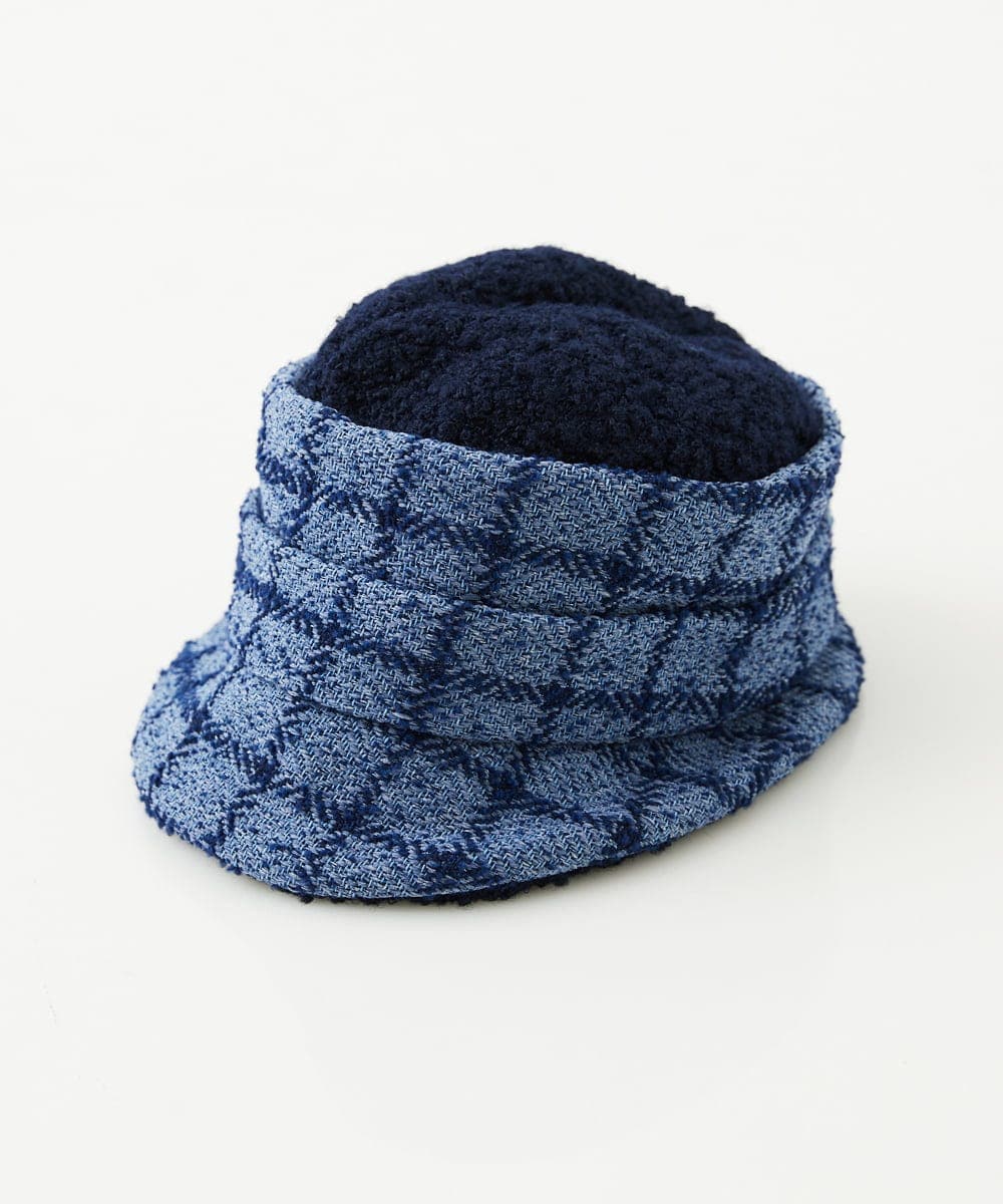 NK7AV01200 GIANNI LO GIUDICE(ジャンニ ロ ジュディチェ) ブークレーチェック柄イタリアハット ネイビー