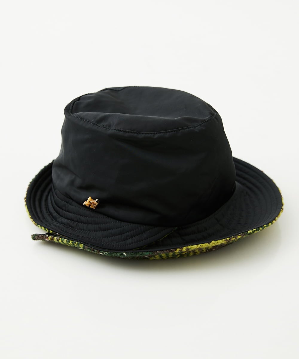 NK7AV02180 GIANNI LO GIUDICE(ジャンニ ロ ジュディチェ) 二重つば異素材イタリアハット ブラック