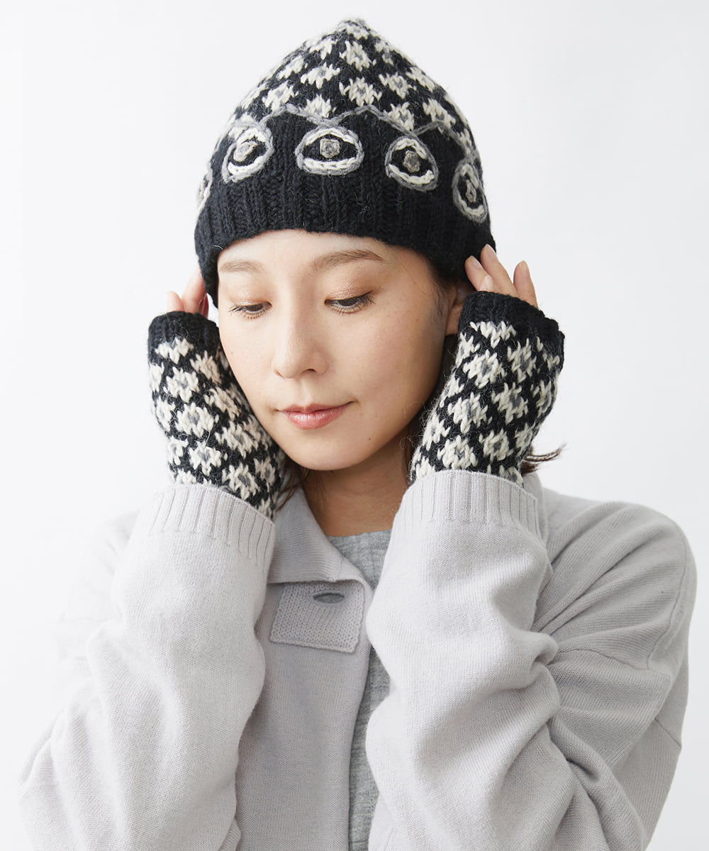 NK7AW10090 GIANNI LO GIUDICE(ジャンニ ロ ジュディチェ) ホーリーニット帽子 ブラック