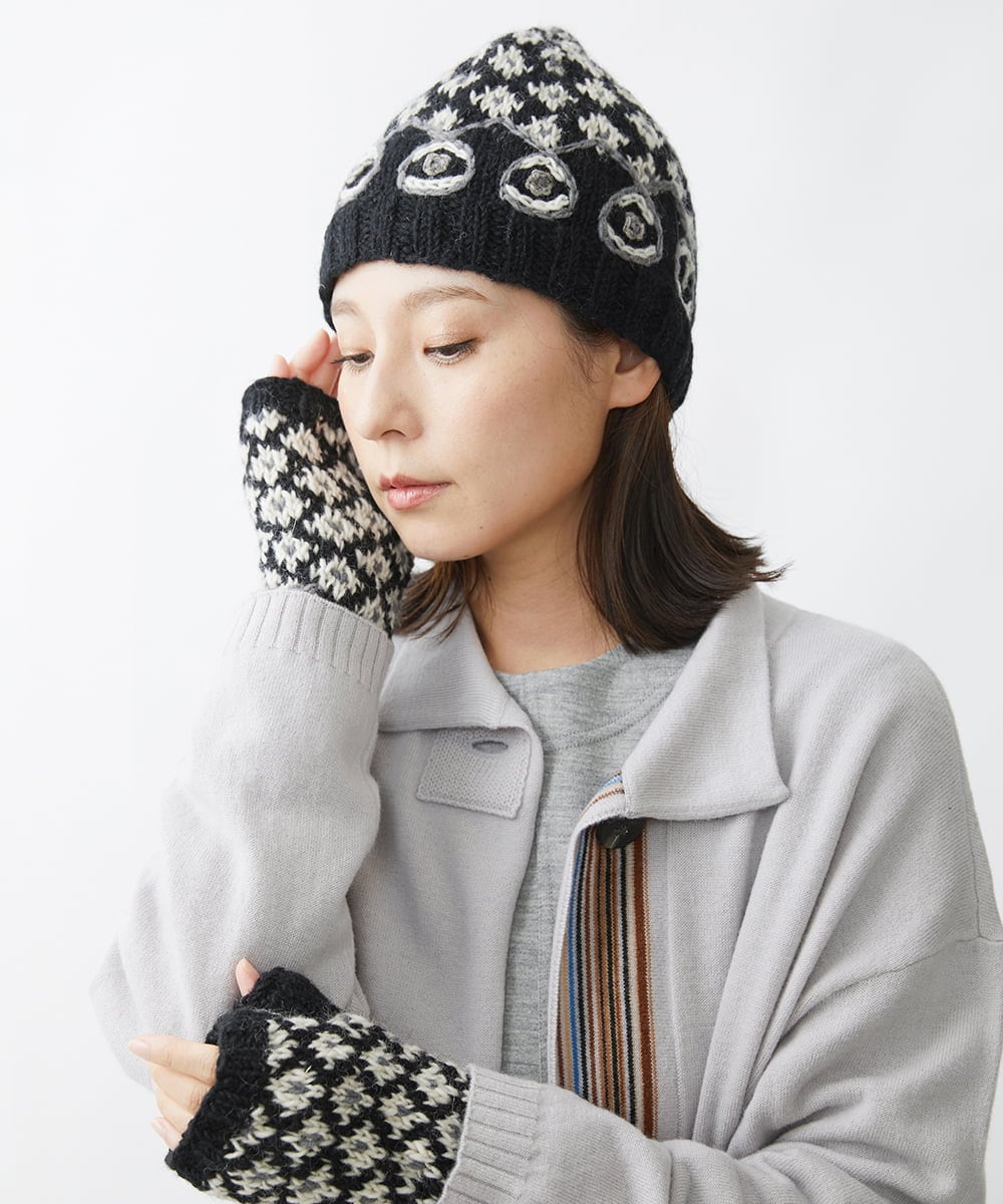 NK7AW10090 GIANNI LO GIUDICE(ジャンニ ロ ジュディチェ) ホーリーニット帽子 ブラック