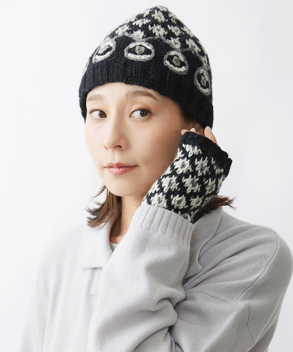 NK7AW10090 GIANNI LO GIUDICE(ジャンニ ロ ジュディチェ) ホーリーニット帽子 ブラック