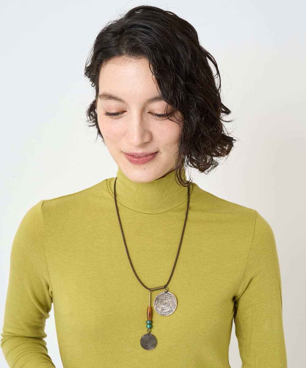 NR2AE11130 GIANNI LO GIUDICE(小さいサイズ)(メゾン ドゥ サンク) [日本製]アシンメトリーサークルネックレス ゴールド