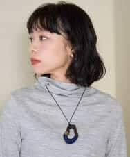 NR2AH37100 GIANNI LO GIUDICE(小さいサイズ)(メゾン ドゥ サンク) [日本製]イレギュラーウッドトップネックレス ネイビー