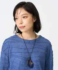 NR2AH37100 GIANNI LO GIUDICE(小さいサイズ)(メゾン ドゥ サンク) [日本製]イレギュラーウッドトップネックレス ネイビー