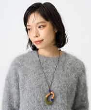 NR2AH37100 GIANNI LO GIUDICE(小さいサイズ)(メゾン ドゥ サンク) [日本製]イレギュラーウッドトップネックレス ネイビー