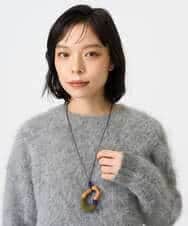 NR2AH37100 GIANNI LO GIUDICE(小さいサイズ)(メゾン ドゥ サンク) [日本製]イレギュラーウッドトップネックレス ネイビー