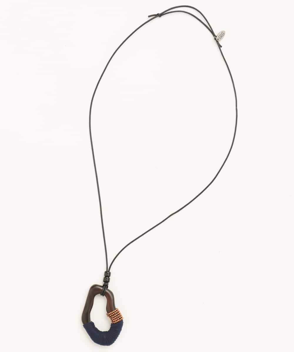 NR2AH37100 GIANNI LO GIUDICE(小さいサイズ)(メゾン ドゥ サンク) [日本製]イレギュラーウッドトップネックレス ネイビー