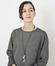 NR2AV06090 GIANNI LO GIUDICE(小さいサイズ)(メゾン ドゥ サンク) [日本製]スネーク柄パッチワーク風ワントップネックレス  グリーン系