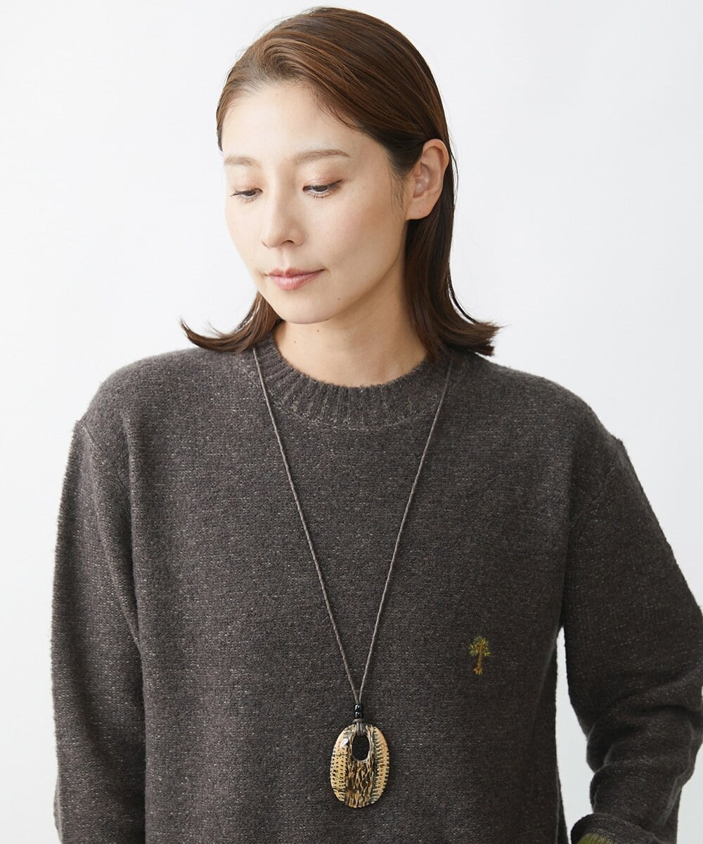 NR2AW03080 GIANNI LO GIUDICE(小さいサイズ)(メゾン ドゥ サンク) [日本製]ウッドワントップネックレス ベージュ
