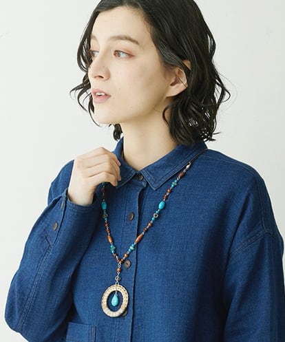 NR2ET02140 GIANNI LO GIUDICE(小さいサイズ) ターコイズミックスパーツネックレス