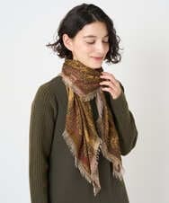 NR3AE12160 GIANNI LO GIUDICE(小さいサイズ)(メゾン ドゥ サンク) エスニックスクエアストール ベージュ