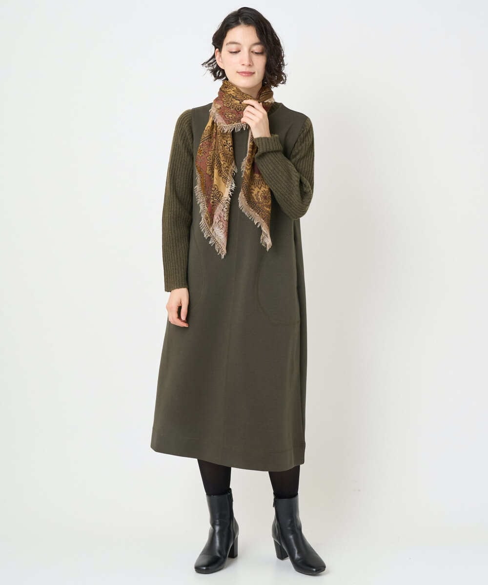 NR3AE12160 GIANNI LO GIUDICE(小さいサイズ)(メゾン ドゥ サンク) エスニックスクエアストール ベージュ