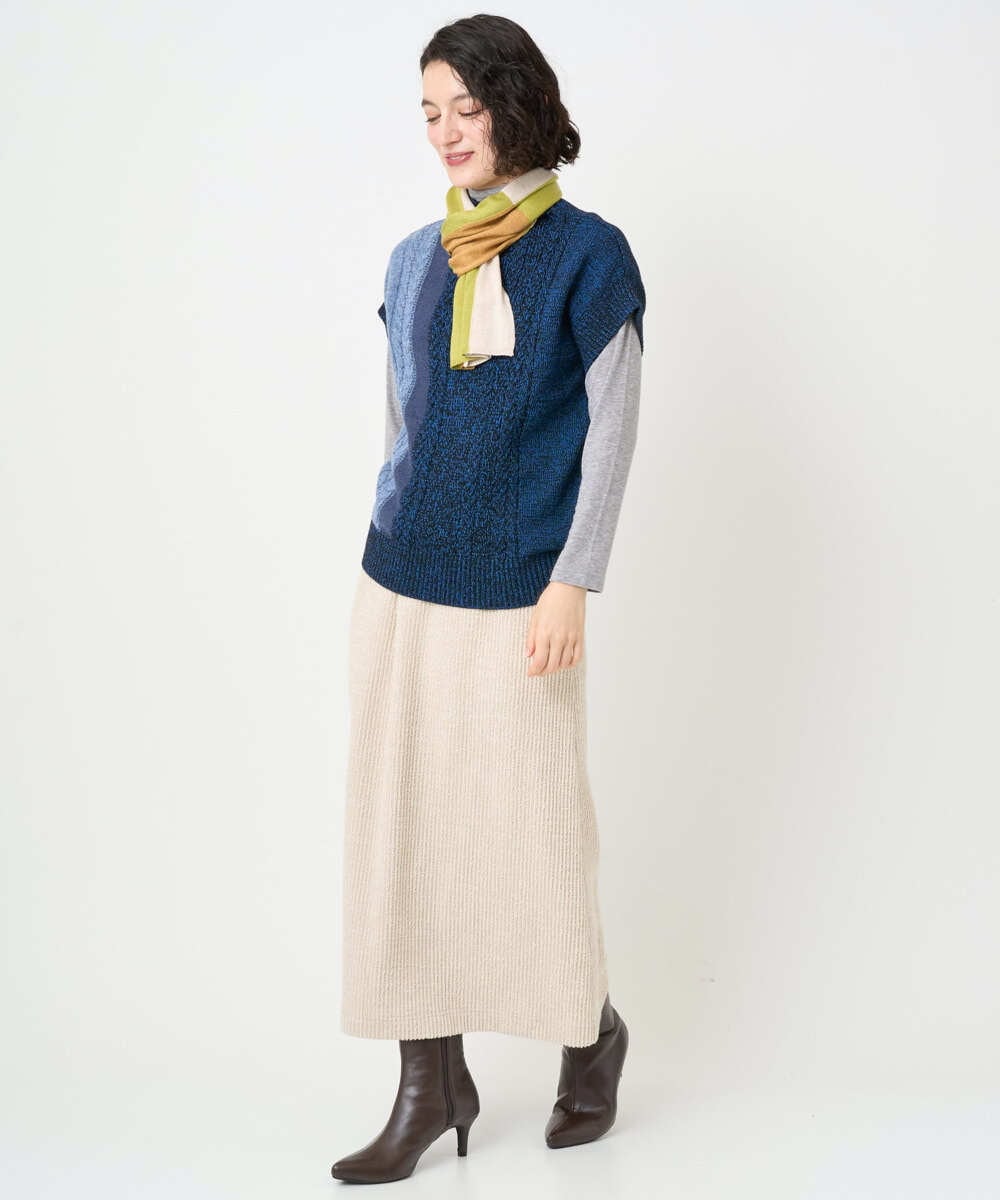 NR3AE15100 GIANNI LO GIUDICE(小さいサイズ)(メゾン ドゥ サンク) カラーブロックストール ブラック