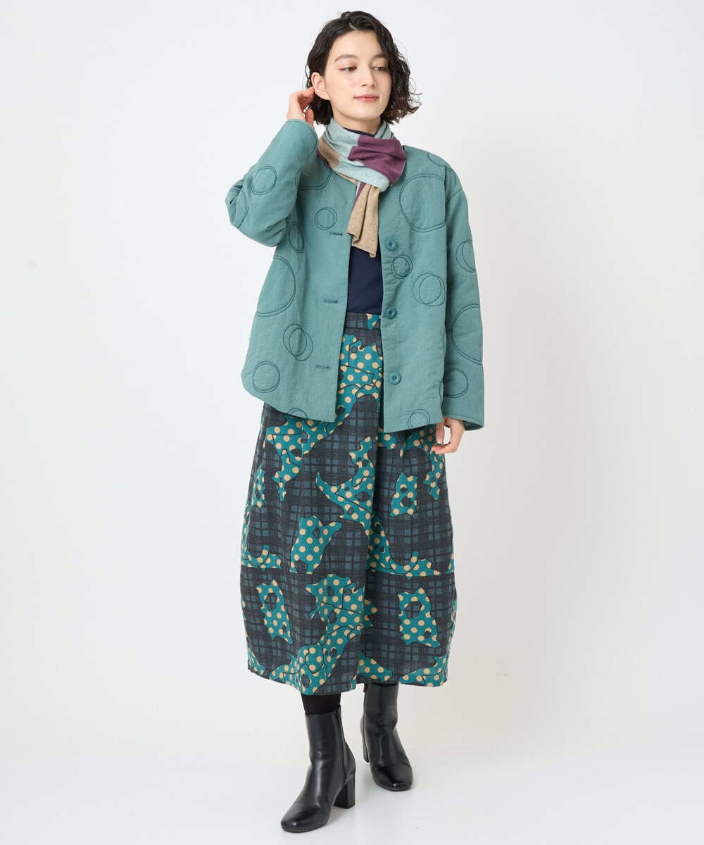 NR3AE15100 GIANNI LO GIUDICE(小さいサイズ)(メゾン ドゥ サンク) カラーブロックストール ブラック