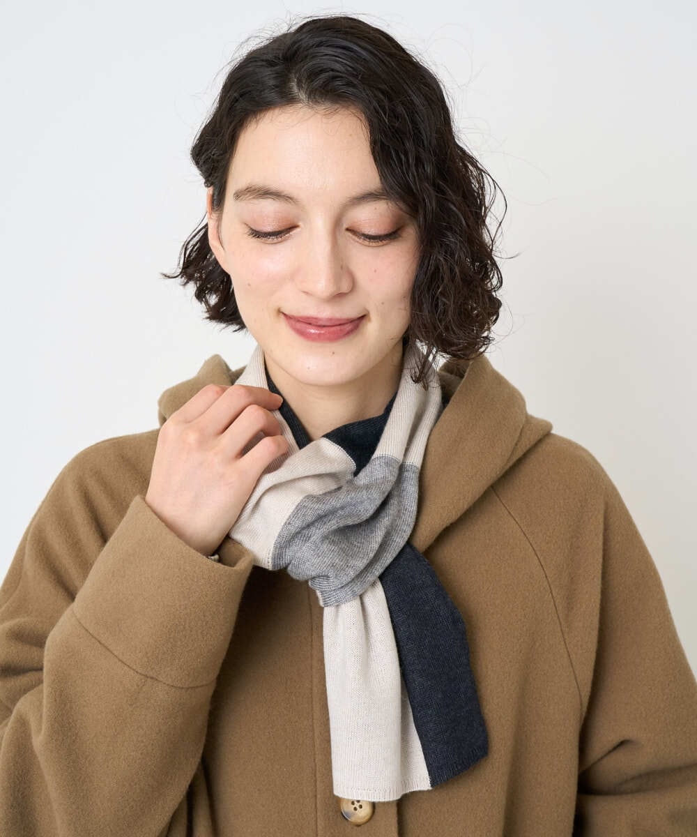 NR3AE15100 GIANNI LO GIUDICE(小さいサイズ)(メゾン ドゥ サンク) カラーブロックストール ブラック