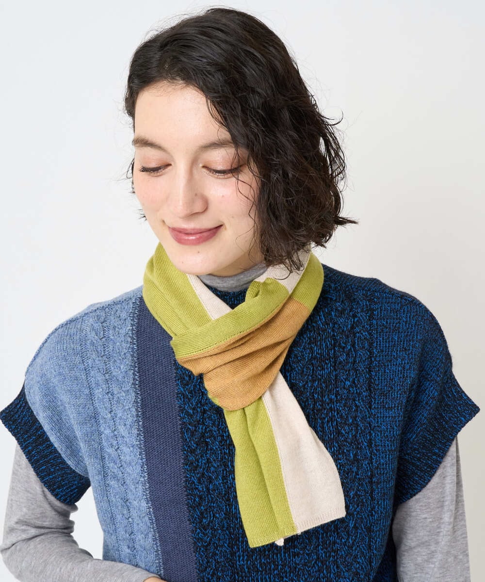 NR3AE15100 GIANNI LO GIUDICE(小さいサイズ)(メゾン ドゥ サンク) カラーブロックストール ブラック