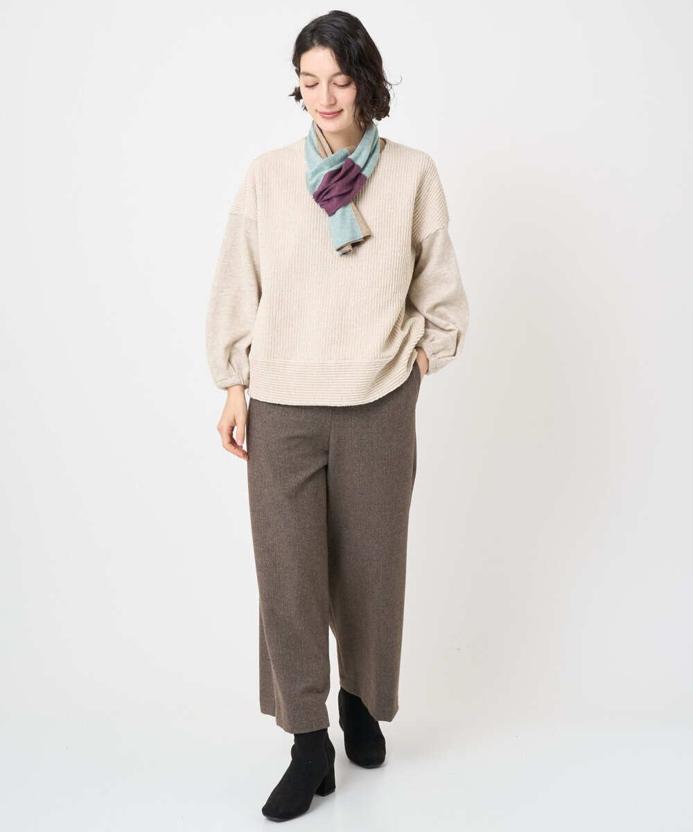 NR3AE15100 GIANNI LO GIUDICE(小さいサイズ)(メゾン ドゥ サンク) カラーブロックストール ブラック