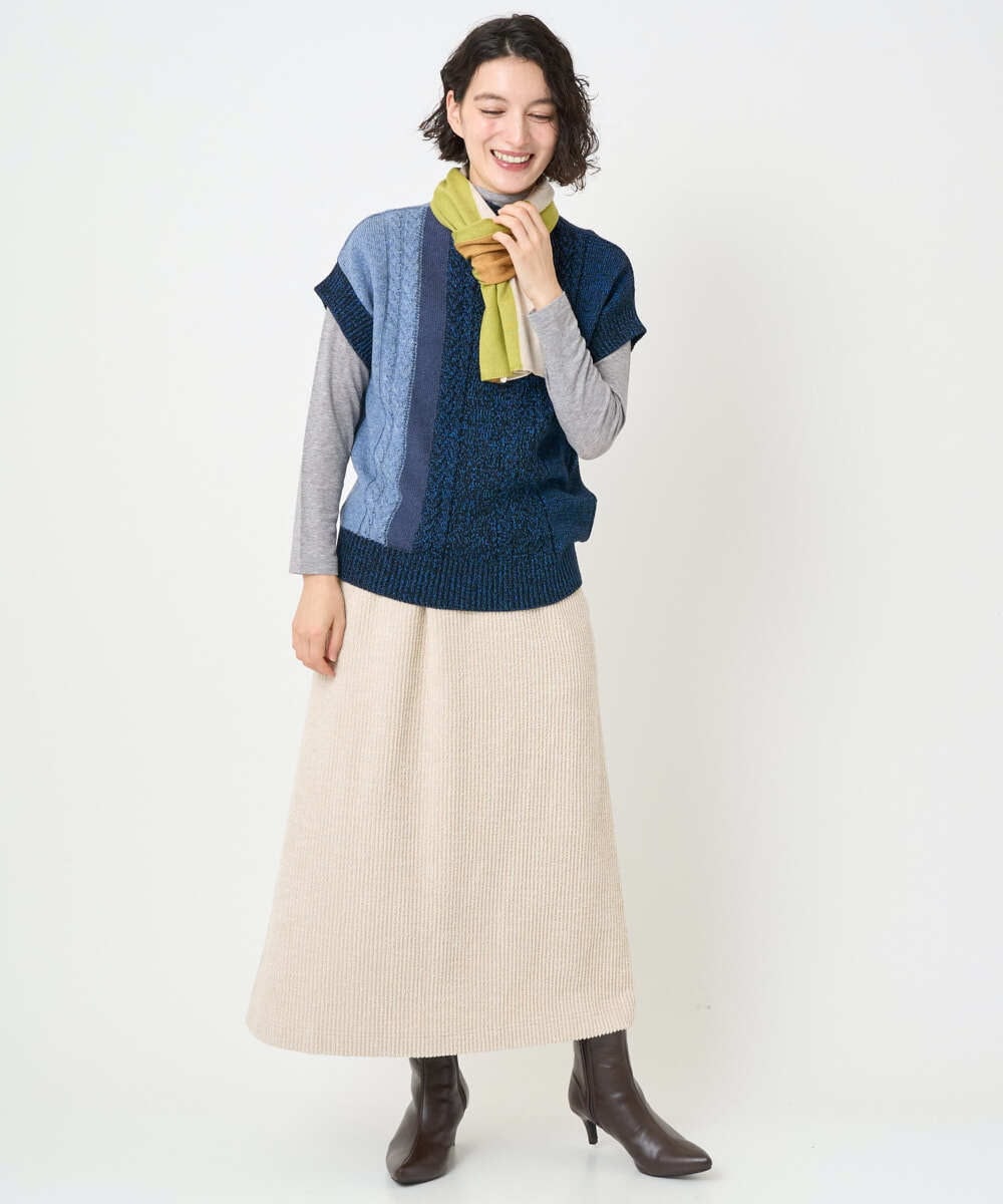 NR3AE15100 GIANNI LO GIUDICE(小さいサイズ)(メゾン ドゥ サンク) カラーブロックストール ブラック