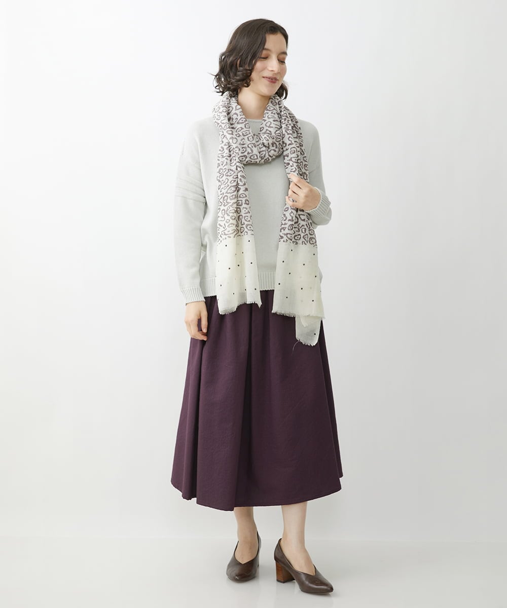NR3AV04170 GIANNI LO GIUDICE(小さいサイズ)(メゾン ドゥ サンク) レオパードドットストール アイボリー×ブラウン系