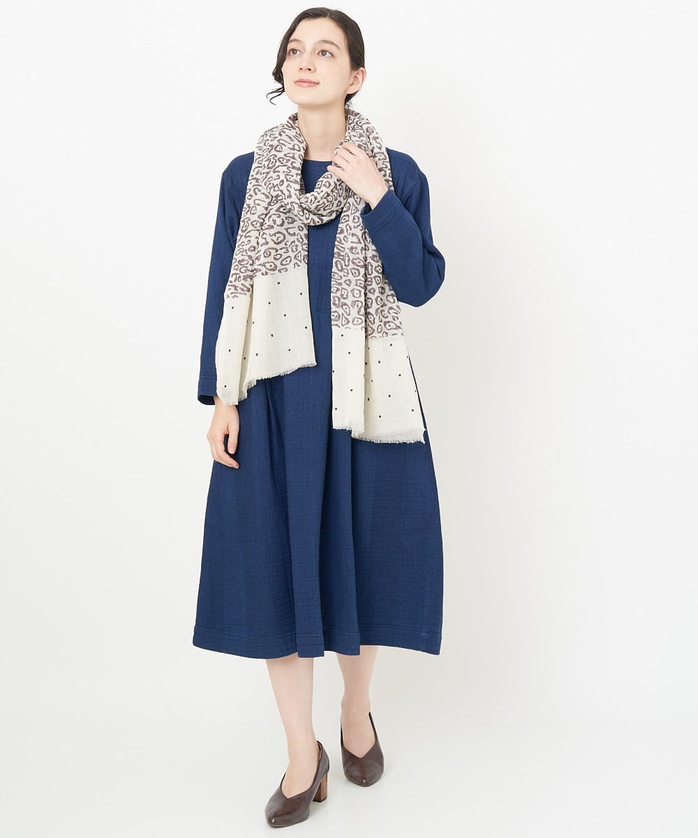 NR3AV04170 GIANNI LO GIUDICE(小さいサイズ)(メゾン ドゥ サンク) レオパードドットストール アイボリー×ブラウン系