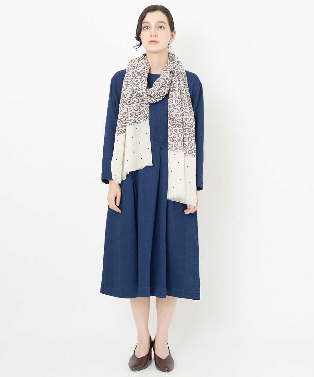 NR3AV04170 GIANNI LO GIUDICE(小さいサイズ)(メゾン ドゥ サンク) レオパードドットストール アイボリー×ブラウン系