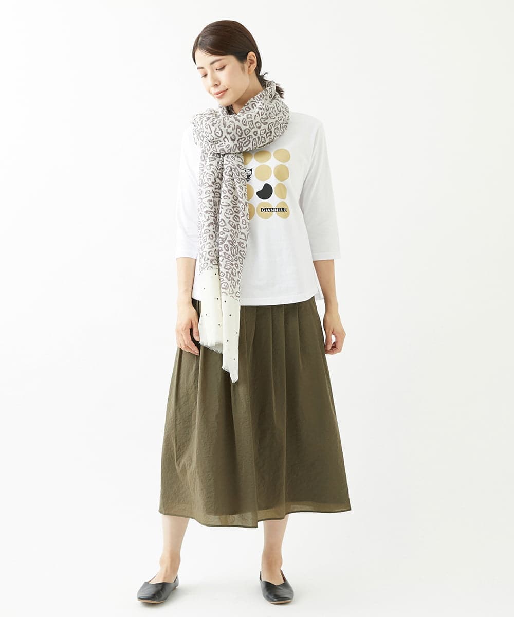 NR3AV04170 GIANNI LO GIUDICE(小さいサイズ)(メゾン ドゥ サンク) レオパードドットストール アイボリー×ブラウン系
