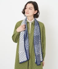 NR3AV11050 GIANNI LO GIUDICE(小さいサイズ)(メゾン ドゥ サンク) ドットバンダナプリントスカーフ ネイビー