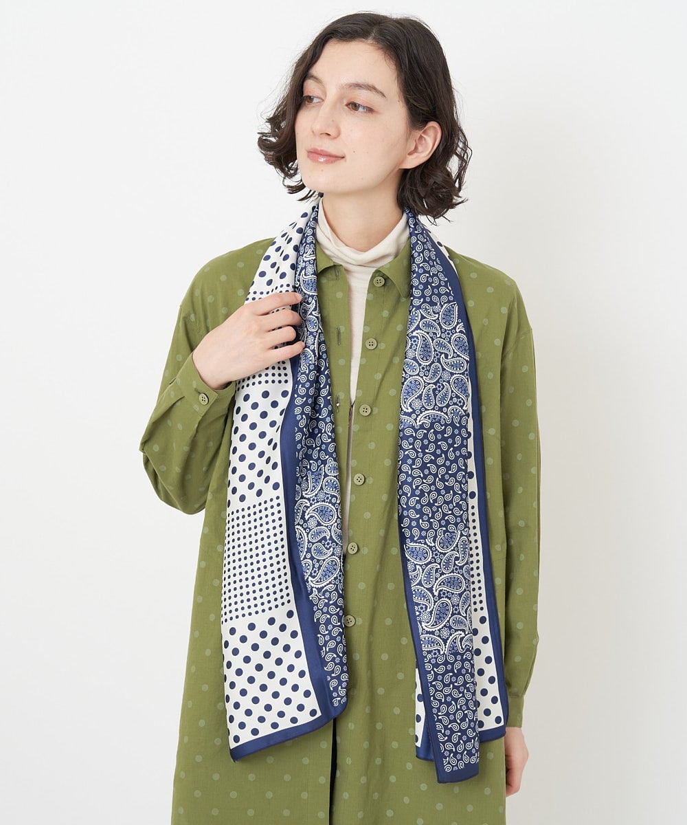 NR3AV11050 GIANNI LO GIUDICE(小さいサイズ)(メゾン ドゥ サンク) ドットバンダナプリントスカーフ ネイビー