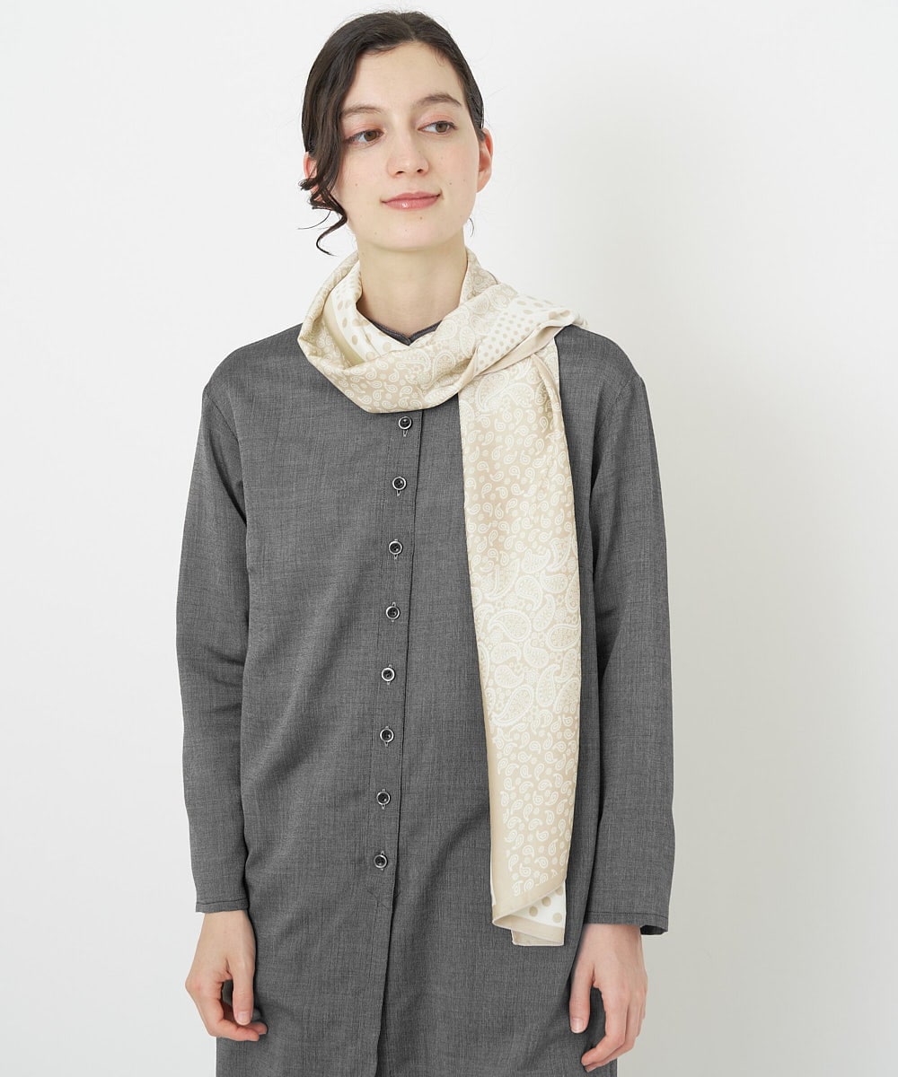 NR3AV11050 GIANNI LO GIUDICE(小さいサイズ)(メゾン ドゥ サンク) ドットバンダナプリントスカーフ ネイビー