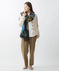 NR3AW01160 GIANNI LO GIUDICE(小さいサイズ)(メゾン ドゥ サンク) フラワー柄大判ストール ダークグレー系