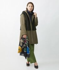 NR3AW01160 GIANNI LO GIUDICE(小さいサイズ)(メゾン ドゥ サンク) フラワー柄大判ストール ダークグレー系
