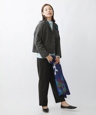 NR3AW04140 GIANNI LO GIUDICE(小さいサイズ)(メゾン ドゥ サンク) ボタニカル柄ニードルパンチストール ブルー系