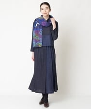 NR3AW04140 GIANNI LO GIUDICE(小さいサイズ)(メゾン ドゥ サンク) ボタニカル柄ニードルパンチストール ブルー系