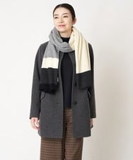 NR3AW05120 GIANNI LO GIUDICE(小さいサイズ)(メゾン ドゥ サンク) カラーブロック大判ストール ブラック・ホワイト系
